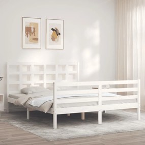 Giroletto con Testiera Bianco King Size in Legno Massello