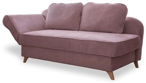 Chaise longue rosa polveroso (con penisola a sinistra) con rivestimento in velluto a coste Chic Charlotte – Miuform