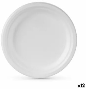 Set di piatti Algon Monouso Bianco Canna da Zucchero 22 cm (12 Unità)