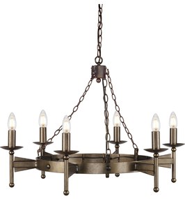 Lampadario Industrial Nordico Cromwell Metallo Bronzo Antico 6 Luci E14