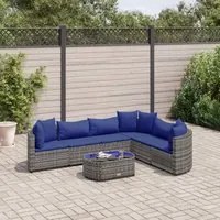 Set Divani da Giardino 7 pz con Cuscini Grigio in Polyrattan 3308383