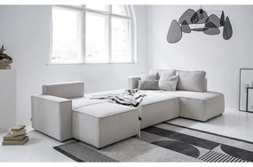 Divano letto angolare in velluto a coste bianco Brave Dave - Miuform