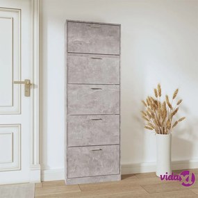 vidaXL Scarpiera Grigio Cemento 59x17x169 cm in Legno Multistrato