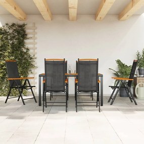 Set Da Pranzo Da Giardino 7 Pz Nero E Marrone İn Alluminio /