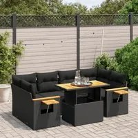 Set Divani da Giardino con Cuscini 7pz Nero Polyrattan 3273414