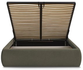 Letto matrimoniale imbottito verde scuro con contenitore/senza testiera con rete inclusa 180x200 cm Inera – Bobochic Paris