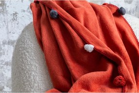 Copriletto color mattone in vello 150x200 cm Pom Pom – Mijolnir