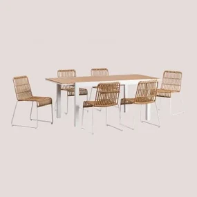 Set Tavolo da Pranzo Rettangolare in MDF (180x100 cm) Pleven e 6