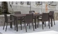 Tavolo da esterno Roma, Tavolo rettangolare allungabile da pranzo, Tavolo da giardino estensibile multiuso, 100% Made in Italy, Cm 150x90h72, Marrone