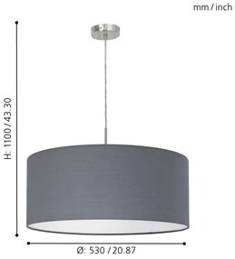 Eglo 31577 - Lampadario a sospensione con filo PASTERI 1xE27/60W/230V