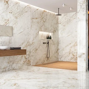 Piastrella da pavimento e rivestimento interno 120 x 260 cm Sp. 5.6 mm rettificato Cuarzo Reno in gres porcellanato lucido beige traffico medio forte (pei 3/5) 3.12 mq