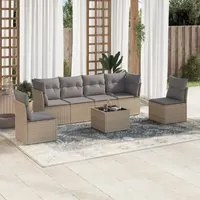 Set Divani da Giardino 7 pz con Cuscini Beige in Polyrattan 3217379