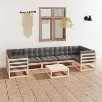 Set Divani da Giardino 8 pz con Cuscini Legno Massello di Pino 3077309