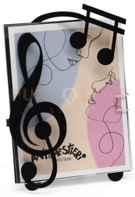 Porta foto musica nero in ferro e polimetilmetacrilato 11x13cmh(9,5...