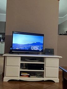 Mobile porta TV arte povera in legno bianco 117x49x53 cm