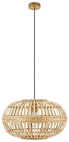 Lampadario Rustico Amsfield 1 Luce Metallo Marrone E Legno