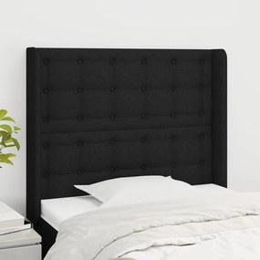 Testiera Ad Orecchio Nera 103x16x118/128 Cm İn Tessuto /