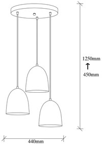 Lampada a sospensione con cavo TATTOO 3xE27/40W/230V nero