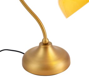 Lampada da tavolo classica bronzo con vetro opale arancione - Clerk