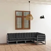 Set Divani da Giardino 5 pz con Cuscini Legno Massello di Pino 3076606