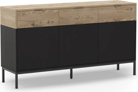 Cassettiera bassa in rovere decorata in nero e naturale 150x80 cm Marion - Marckeric