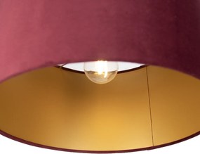 Lampada a sospensione nera con paralume rosso e interno dorato 35cm 3 luci - Cava