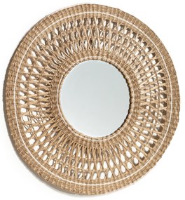 Kave Home - Specchio Verenade in fibra naturale finitura naturale e bianca Ã˜ 60 cm