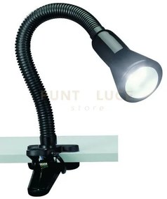 Flexo lampada con pinza flessibile + spot nera h.30cm 1 luce attacc...