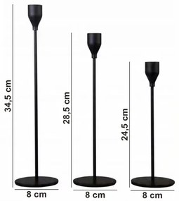 Set di 3 portacandele neri