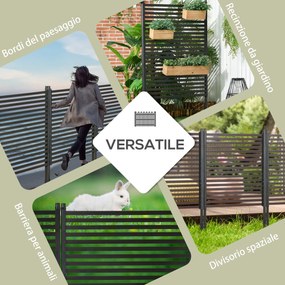 Recinzione Divisorio da Giardino 93x22x150 cm Modulabile Autoportante in Acciaio Marrone...