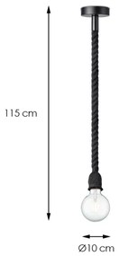 Lampadario a sospensione con filo LEONARDO ROPE 1xE27/10W/230V nero