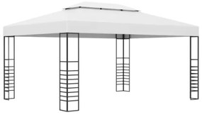 Gazebo con Stringa di Luci LED 4x3x2,7 m Bianco