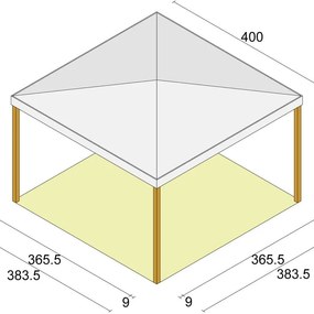 Gazebo Cherry in legno struttura naturale, copertura bianco L 400 x P 400 x H 265 cm