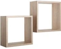 Set 2 Mensole Cubo da Parete Quadrato in Fibra di Legno Q-Bis Rovere Sagerau