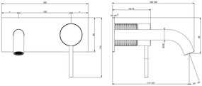 Parte esterna miscelatore lavabo a parete bocca media senza scarico parte incasso non inclusa steel brushed cesello 54488 gessi