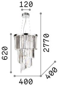 Sospensione Contemporanea Carlton Metallo-Cristallo Cromo 8 Luci E14