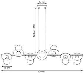 Lampadario a sospensione con filo TOKEN 8xE27/15W/230V nero