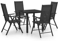 Set Mobili da Pranzo per Giardino 5 pz in Alluminio Nero 3070631