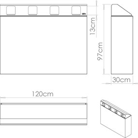 Mobile per Raccolta Differenziata 4 Scomparti 240 L 120x30x96 cm in Acciaio Verniciato Corten...