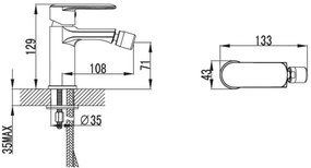 New Line Tq Miscelatore Bidet Con Cartuccia In Ceramica E Lega Di Ottone Cromo