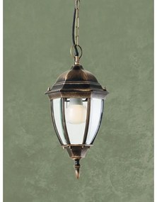 Redo 9607 - Lampadario da esterno a sospensione con catena SEVILLA 1xE27/42W/230V IP44 oro/patina