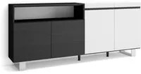 Credenza Mobile Cucina 200x87x35cmcon 4 Porte Design industriale, Stile moderno, Bianco e nero