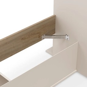 Letto matrimoniale effetto rovere con contenitore senza griglia in colore bianco e naturale 160x200 cm Albo - Marckeric