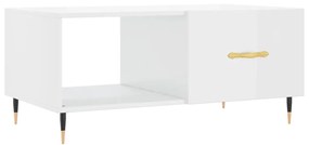 Tavolino da salotto bianco lucido 90x50x40 cm legno multistrato