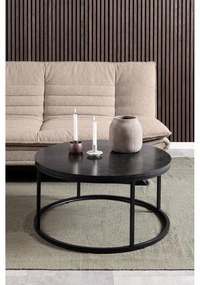 Tavolino rotondo nero con piano effetto marmo ø 80 cm Spiro - Actona