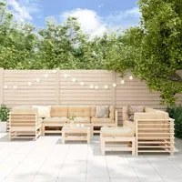 Set Divani da Giardino 10 pz con Cuscini in Legno Massello 3186095