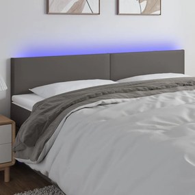 Testiera A Led Grigio 180x5x78/88 Cm İn Similpelle /