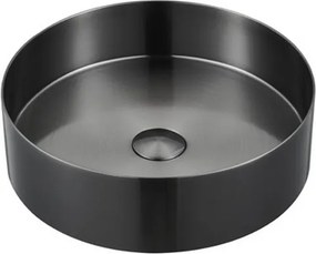 Lavabo da appoggio rotondo in acciaio inox finitura gun metal | KVE-380GM - KAMALU