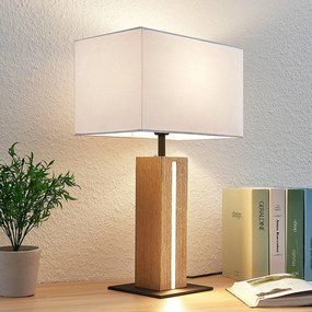 Lampada da tavolo Lindby Garry, a 2 luci, bianco, legno, 53 cm, E27