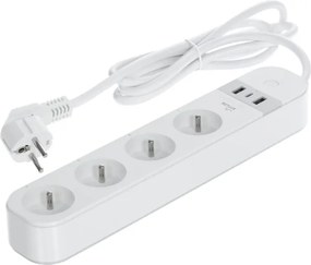 Retlux - Smart estensione cavo con interruttore 4Z + 2xUSB-A+1xUSB-C 1,5m Wi-Fi Tuya bianco